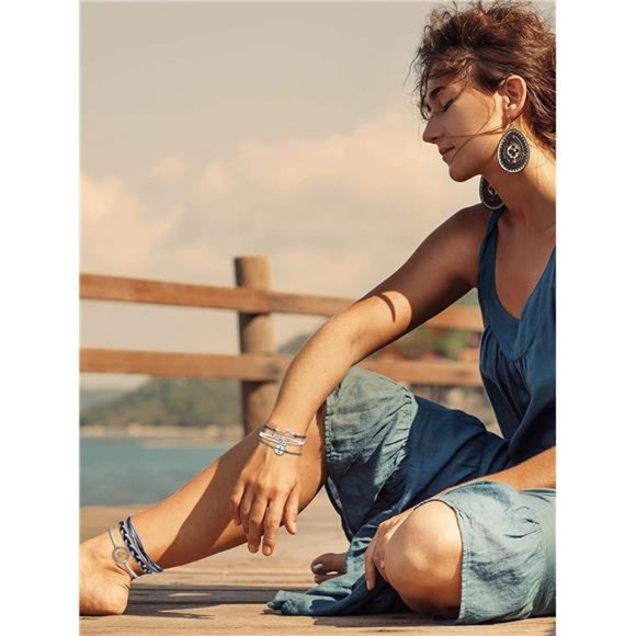 21 Pieces Surfer Bracelet Ocean Wave Adjustable Waterproof Friendship Bracelets - Picture 4 of 6